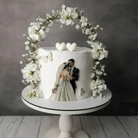 White Floral Love Cake