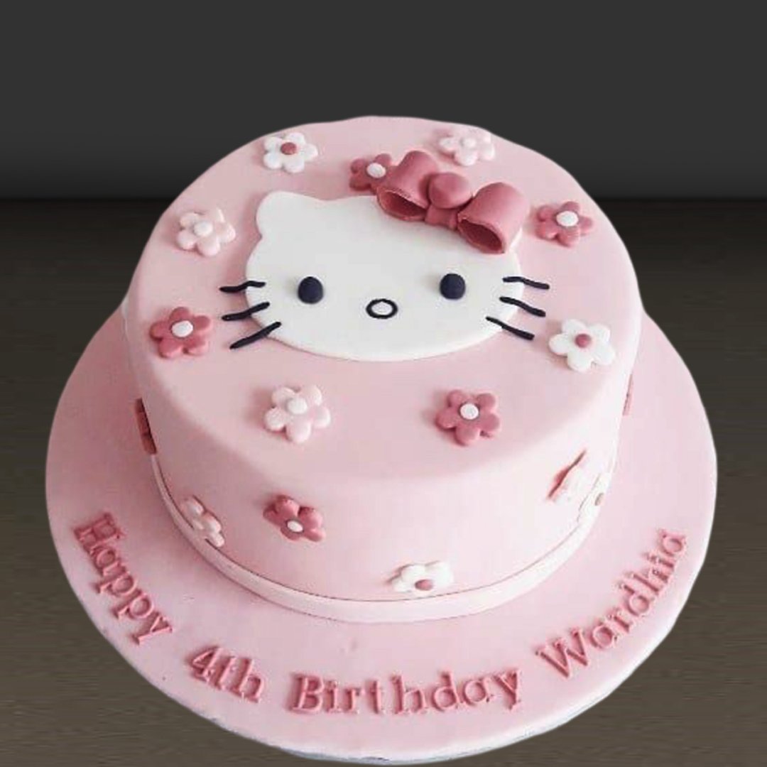 Pretty Kitty Pink Birthday Cake